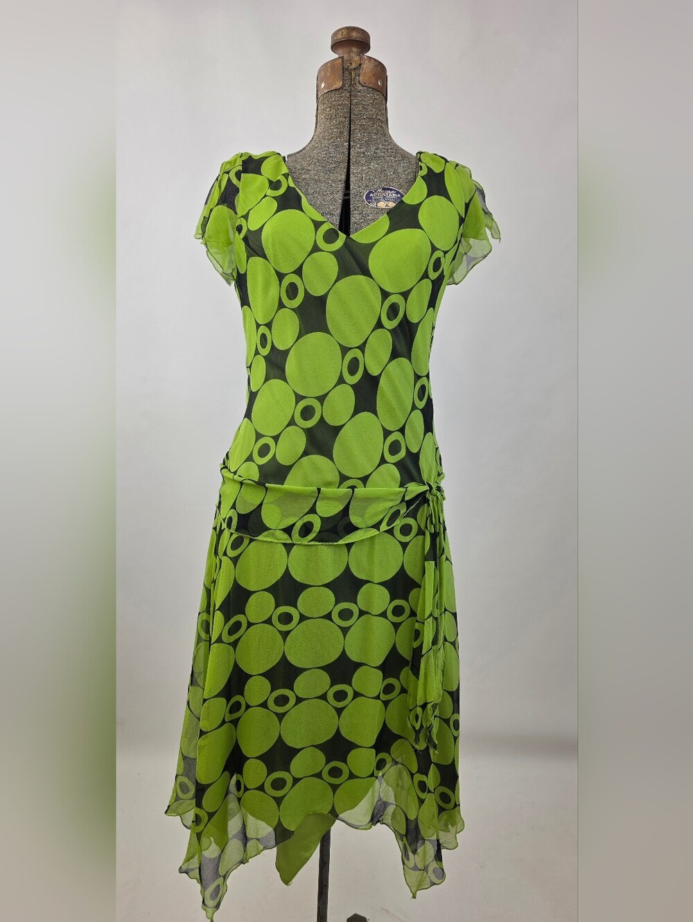 Jonathan Martin Vintage Y2K Women's Retro Bubble Polka Dot Fairy Silk Dress 10
